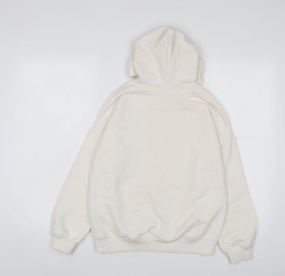 Marks and Spencer Boys White Cotton Pullover Hoodie Size 10-11 Years Pullover