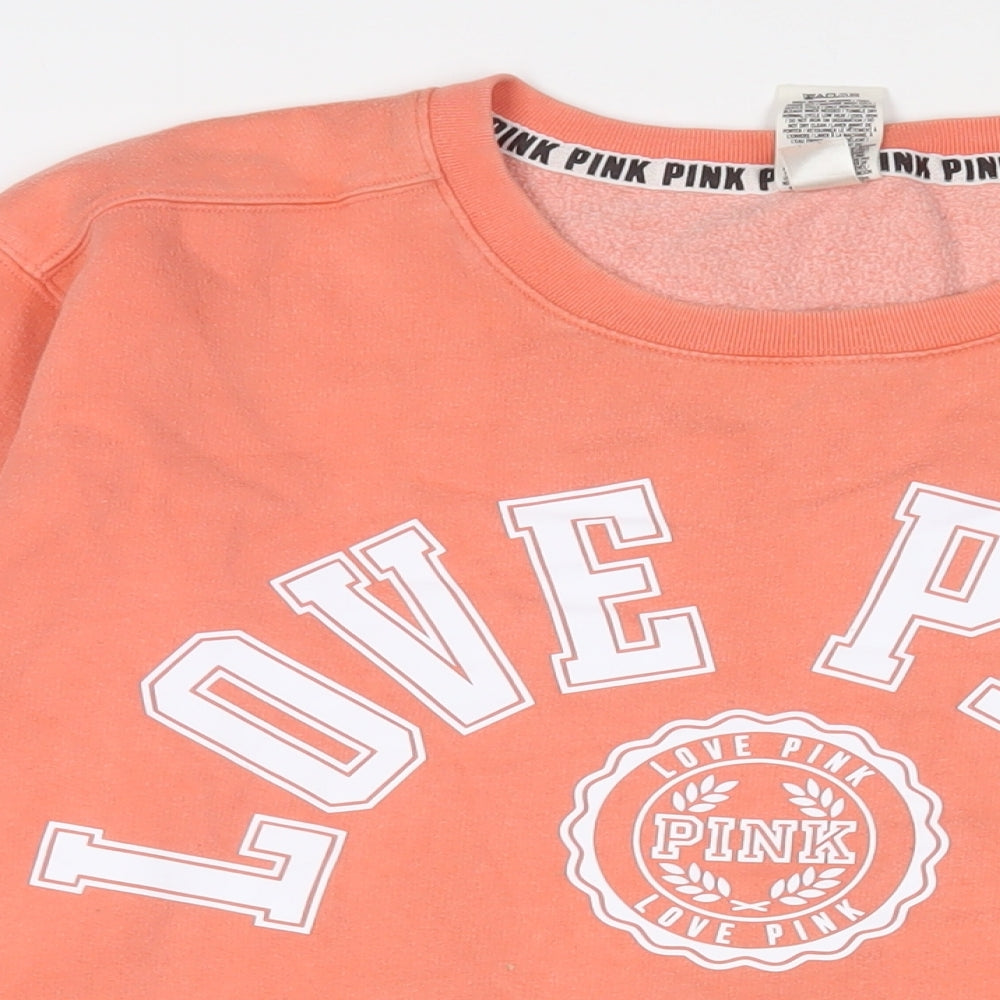 PINK Womens Pink Cotton Pullover Sweatshirt Size L Pullover - Logo