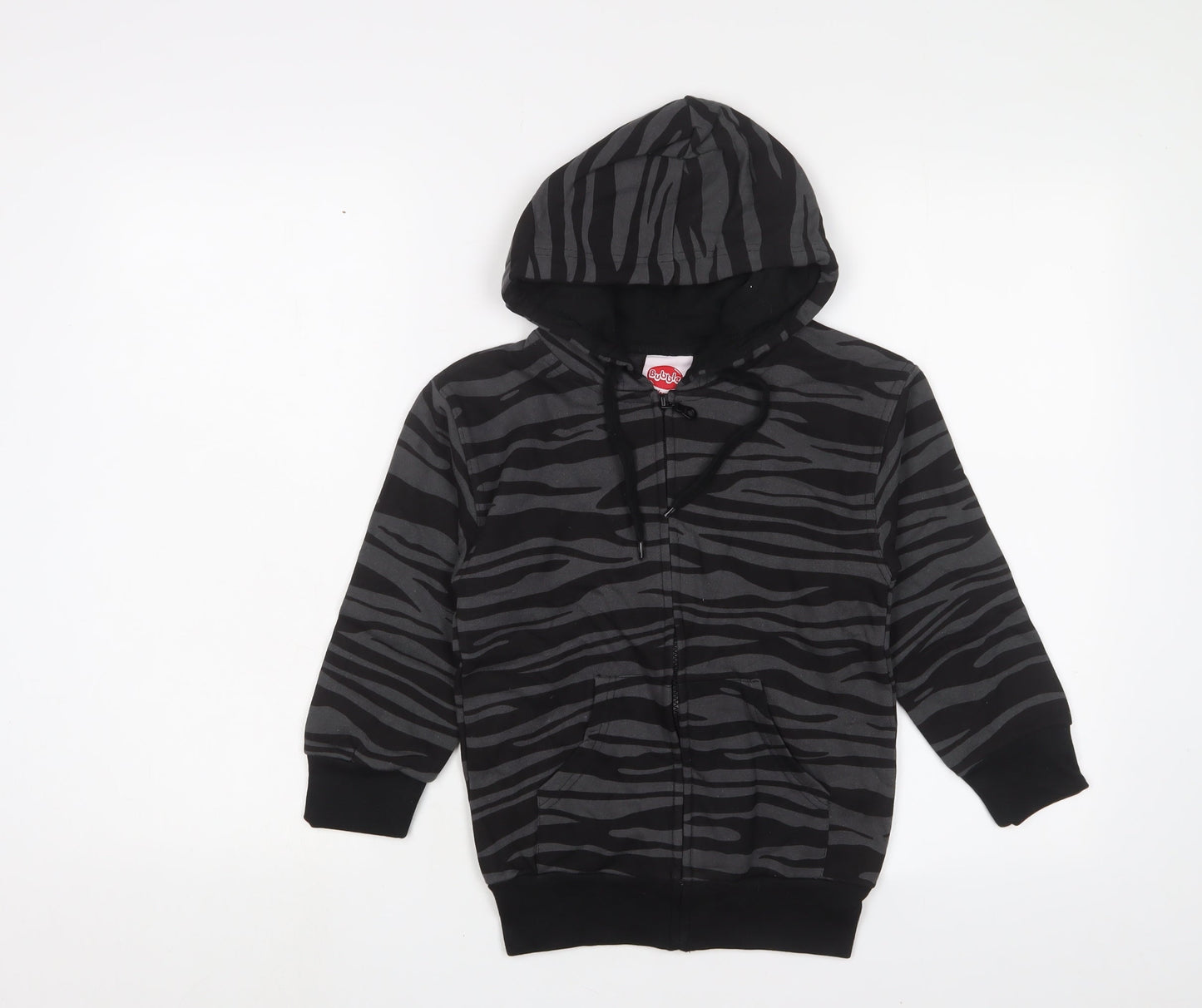 Bubble Boys Grey Animal Print Cotton Full Zip Hoodie Size 6 Years Zip