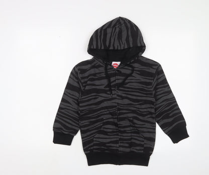 Bubble Boys Grey Animal Print Cotton Full Zip Hoodie Size 6 Years Zip