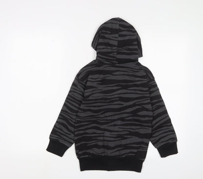 Bubble Boys Grey Animal Print Cotton Full Zip Hoodie Size 6 Years Zip