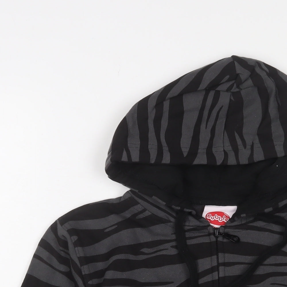 Bubble Boys Grey Animal Print Cotton Full Zip Hoodie Size 6 Years Zip