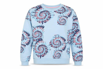 Reebok Girls Blue Geometric Cotton Pullover Sweatshirt Size 14-15 Years Pullover - Logo