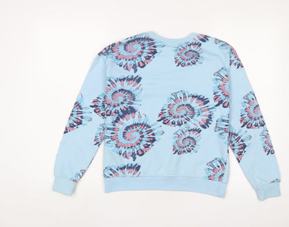 Reebok Girls Blue Geometric Cotton Pullover Sweatshirt Size 14-15 Years Pullover - Logo