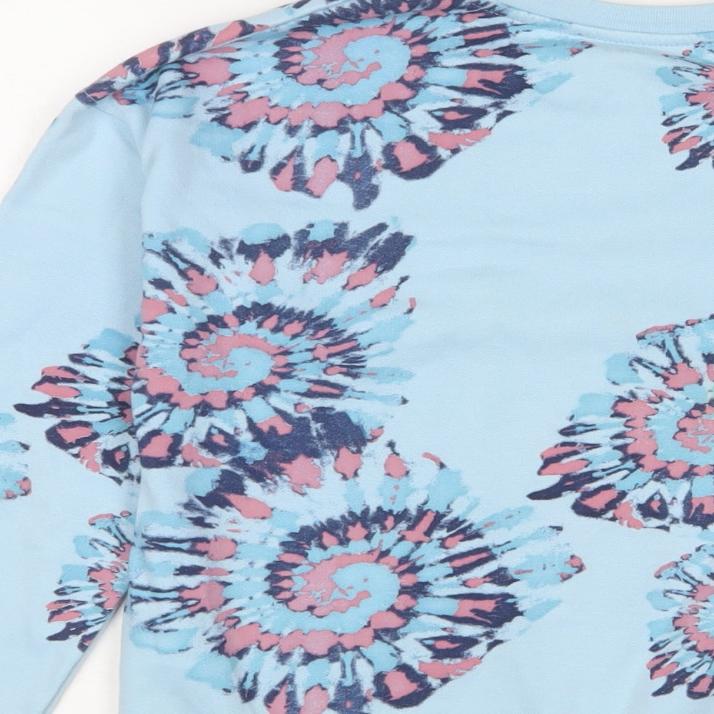 Reebok Girls Blue Geometric Cotton Pullover Sweatshirt Size 14-15 Years Pullover - Logo