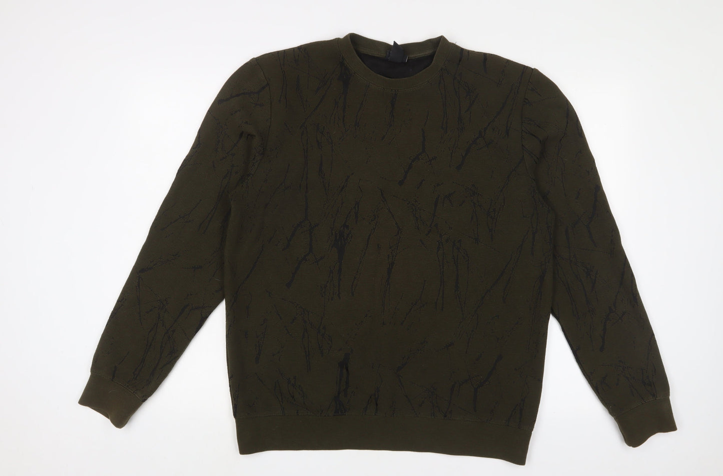 Mens UK Size M H&M Green Pullover Sweatshirt