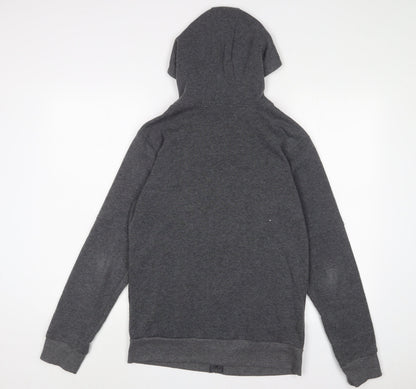 SIIMHWRSS Mens Grey Cotton Full Zip Hoodie Size S - Zip Pockets