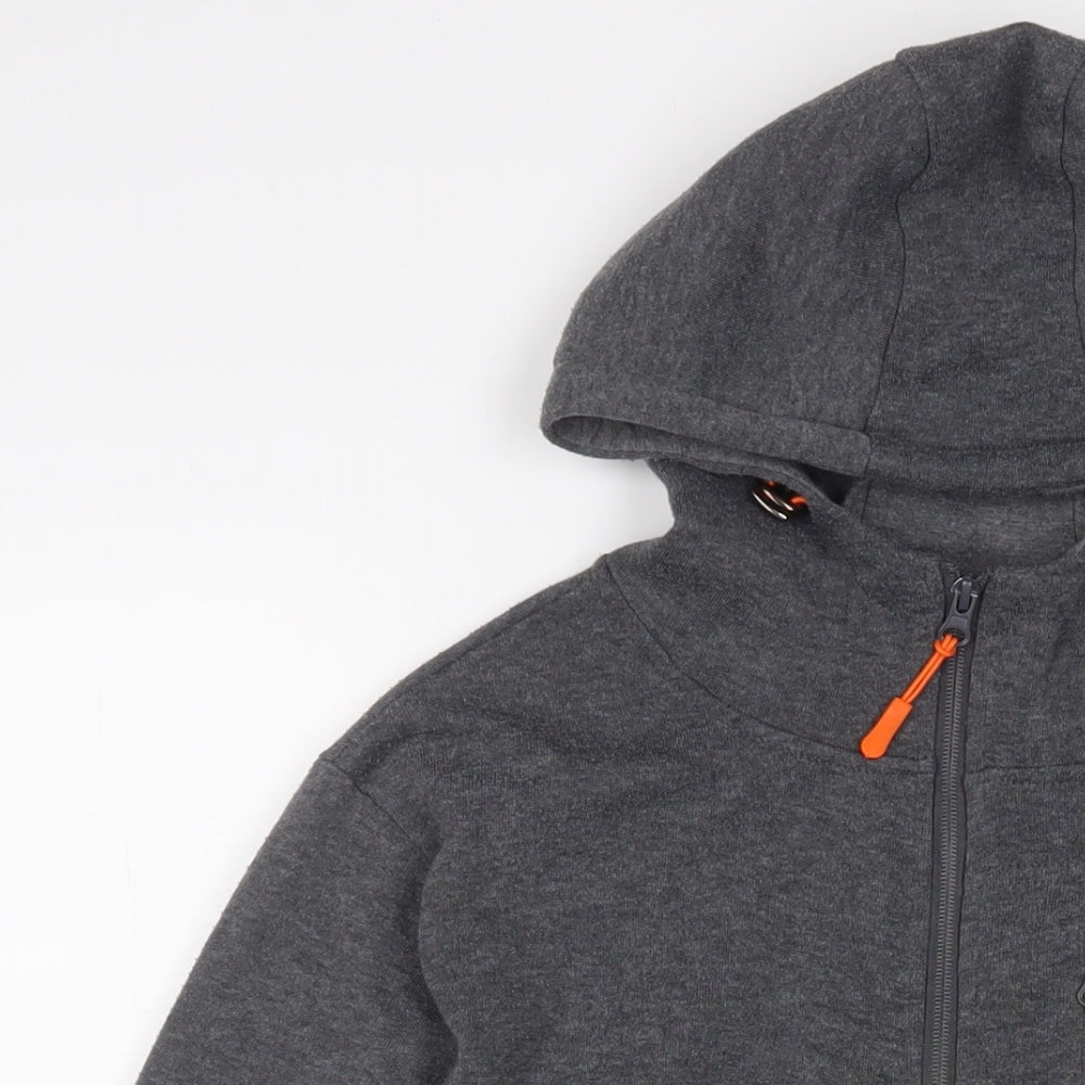 SIIMHWRSS Mens Grey Cotton Full Zip Hoodie Size S - Zip Pockets