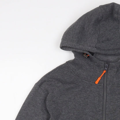SIIMHWRSS Mens Grey Cotton Full Zip Hoodie Size S - Zip Pockets