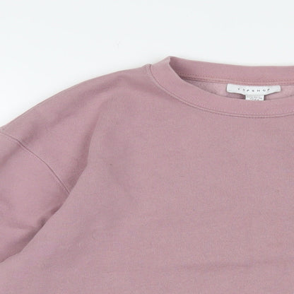 Topshop Womens Pink Cotton Pullover Sweatshirt Size XS Pullover