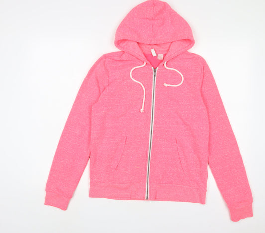 H&M Womens Pink Cotton Full Zip Hoodie Size M Zip