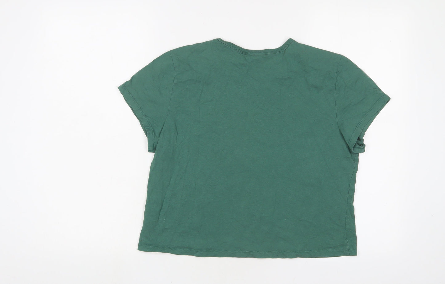 Womens UK Size L Weekday Green Cropped T-Shirt