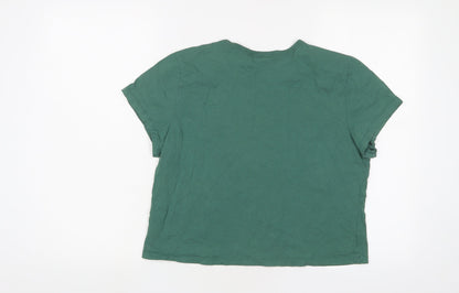 Womens UK Size L Weekday Green Cropped T-Shirt