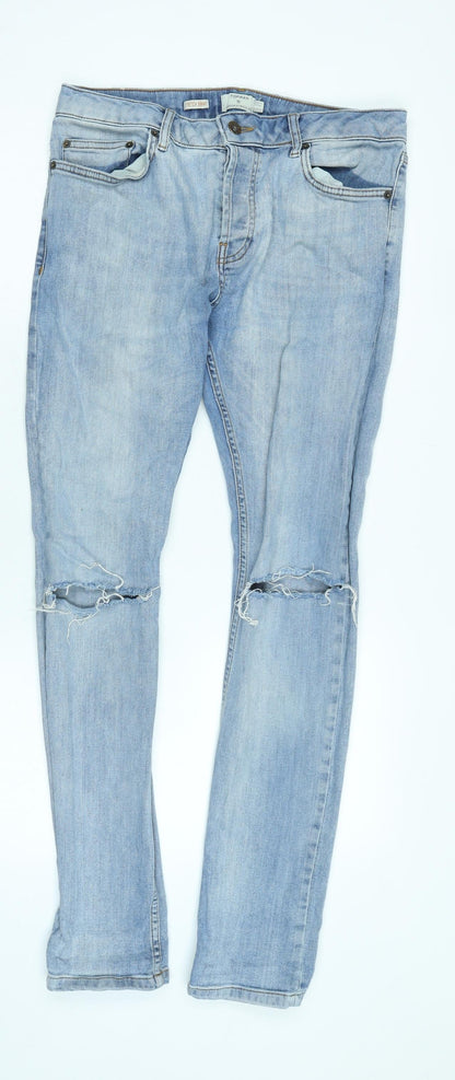 Mens UK Size 32 in Topman Regular Fit Skinny Blue Jeans