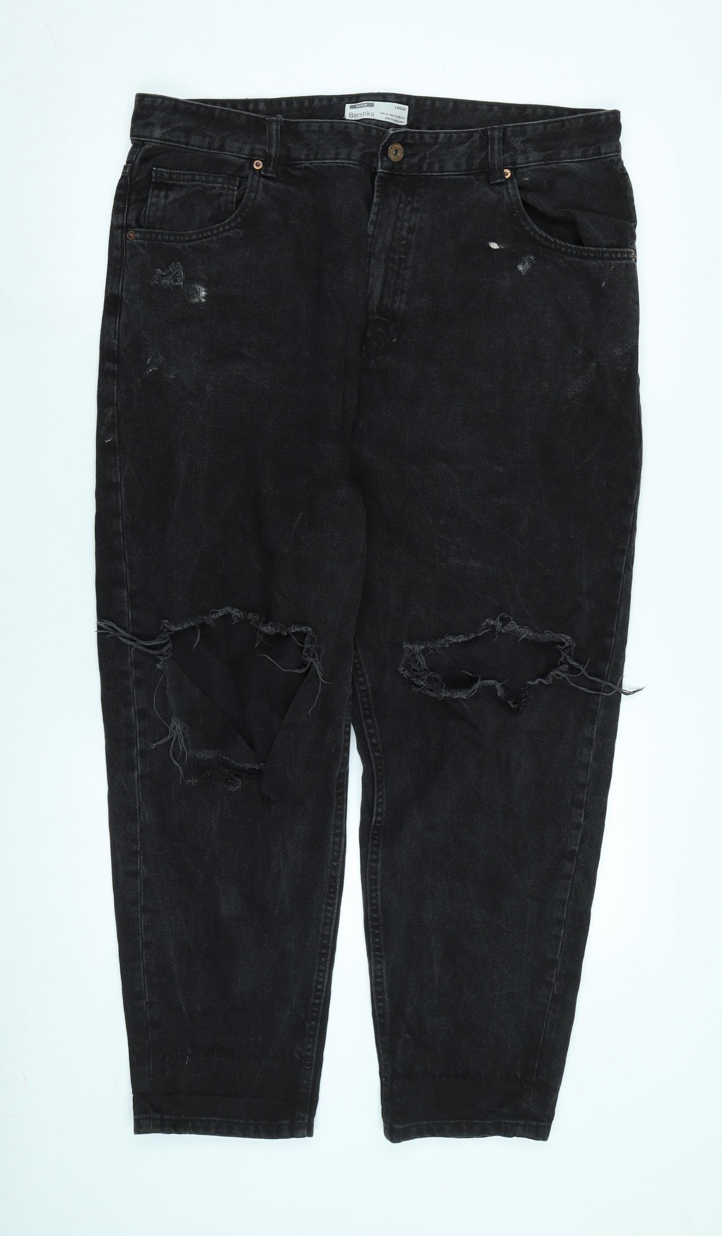 Berkshire Mens Black Cotton Blend Straight Jeans Size 38 in L26 in Regular Zip