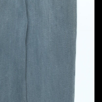 Leather Limited Womens Grey Cotton Blend Tapered Jeans Size 14 L27 in Regular Zip - Raw Hem