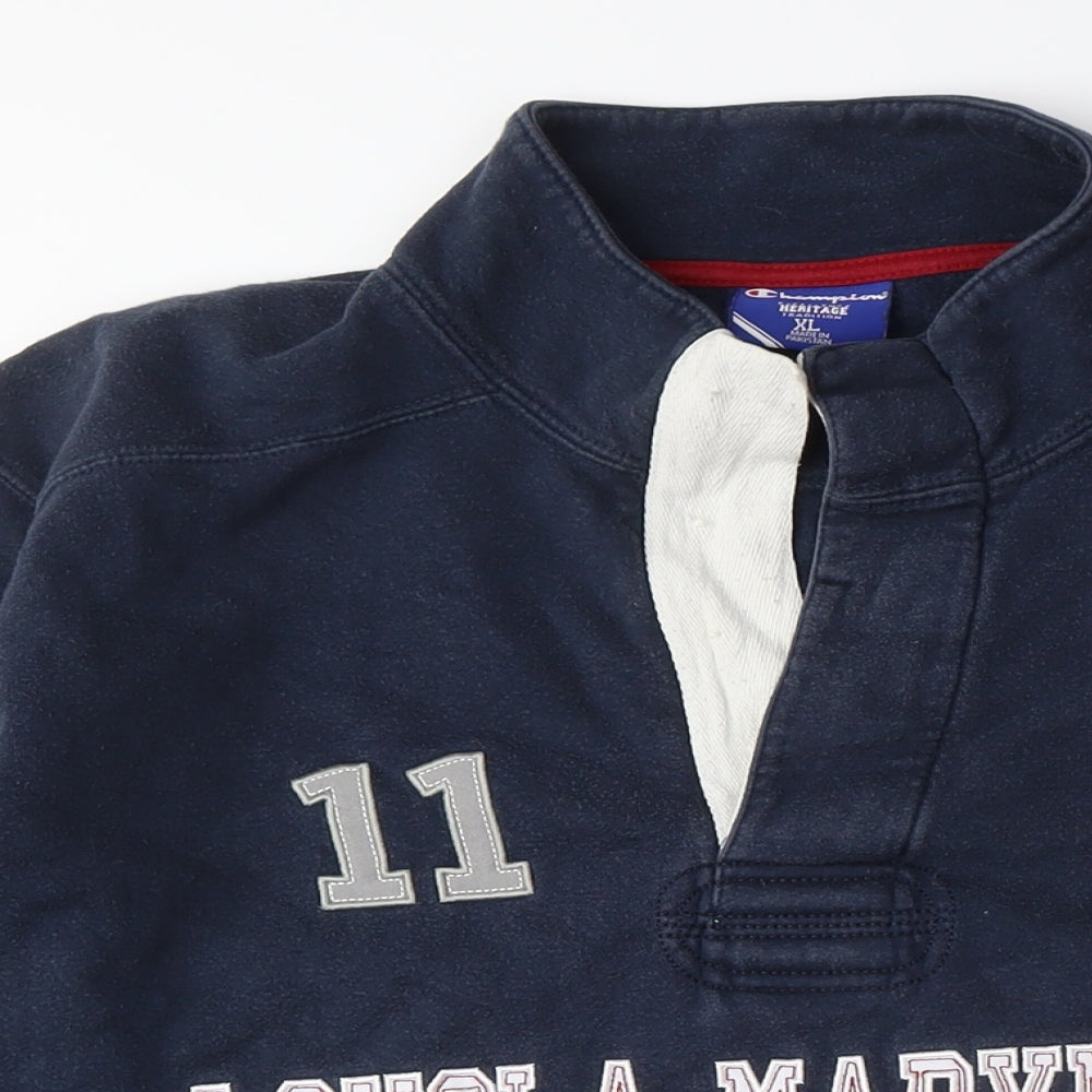 Mens UK Size XL Champion Blue Henley Sweatshirt