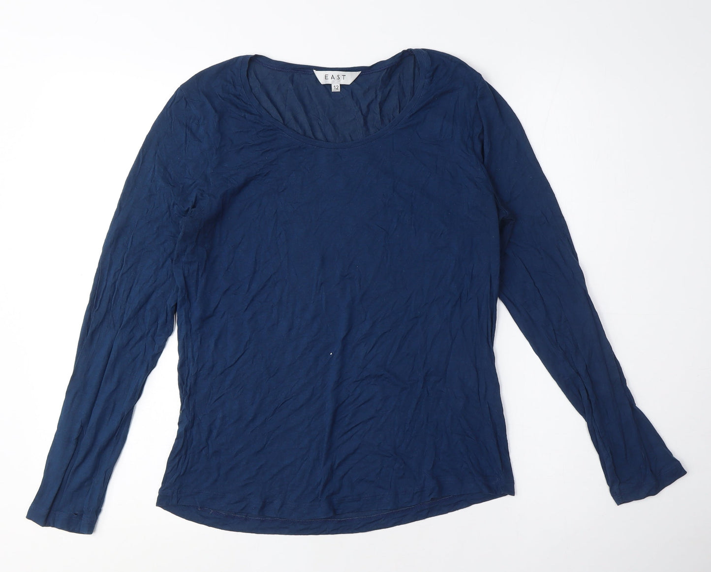 East Women Blue Basic Long Sleeve Scoop Neck T-Shirt