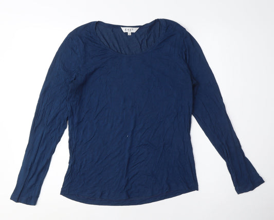 East Women Blue Basic Long Sleeve Scoop Neck T-Shirt