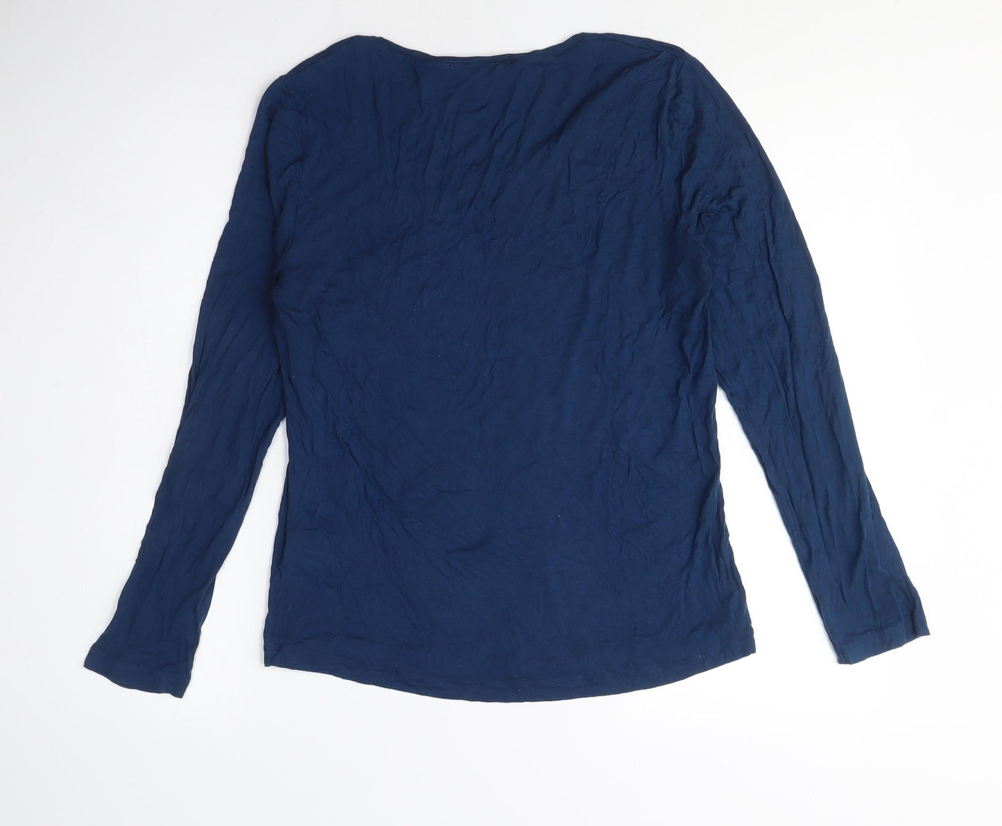 East Women Blue Basic Long Sleeve Scoop Neck T-Shirt