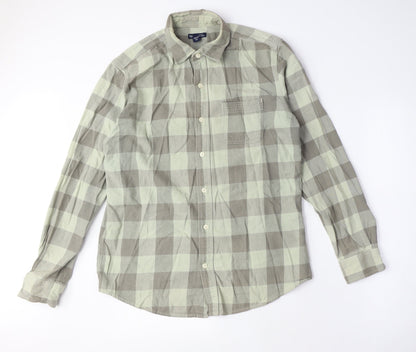 Gap Men's Medium Beige Checked Button-Up Shirt