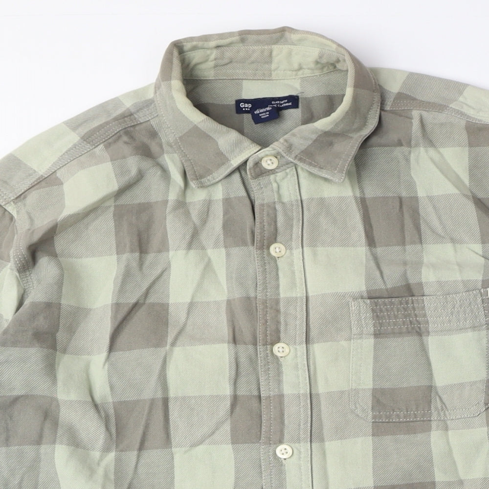 Gap Men's Medium Beige Checked Button-Up Shirt