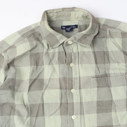 Gap Men's Medium Beige Checked Button-Up Shirt