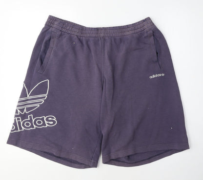 Adidas Men's Purple Sweat Shorts - Medium