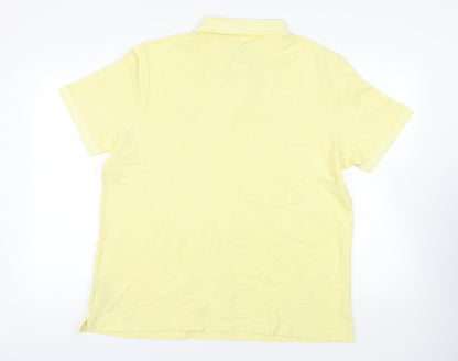 Marks and Spencer Mens Yellow Cotton Polo Size 2XL Collared Button