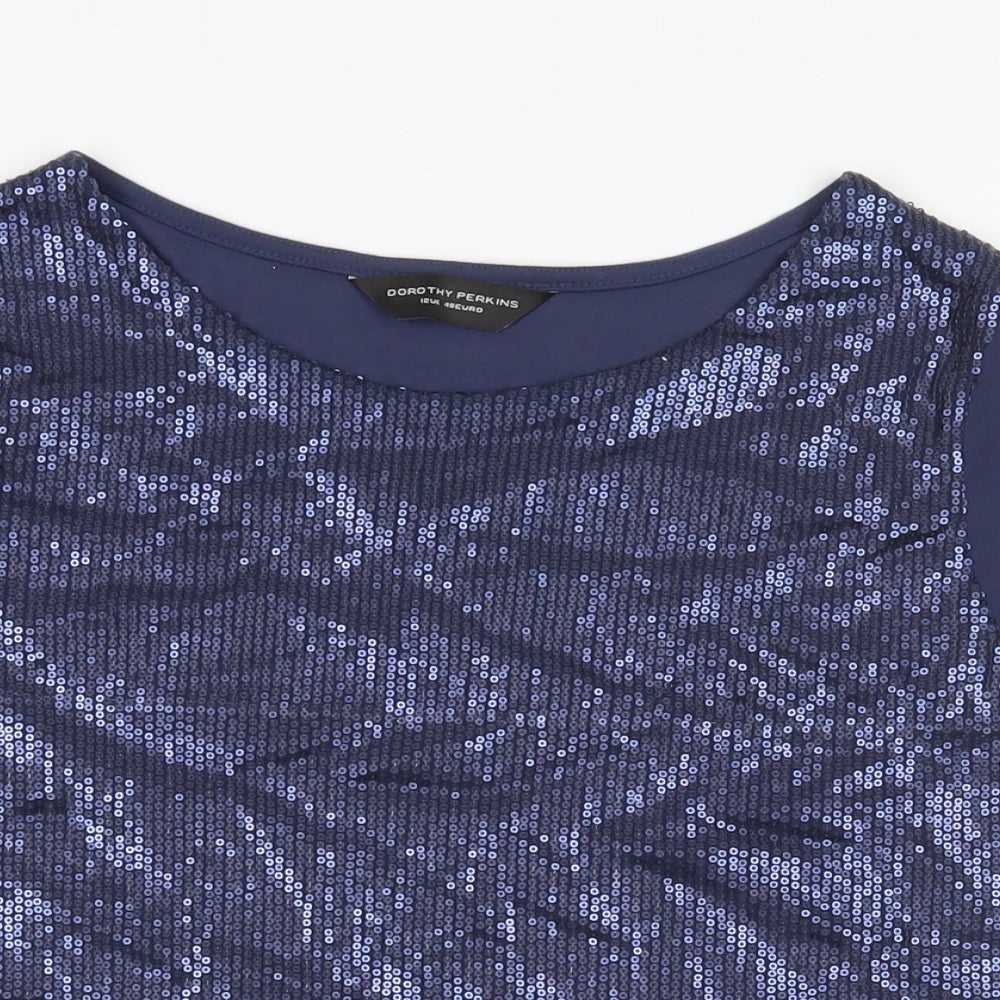 Womens UK Size 12 Dorothy Perkins Blue Basic T-Shirt