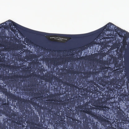Womens UK Size 12 Dorothy Perkins Blue Basic T-Shirt