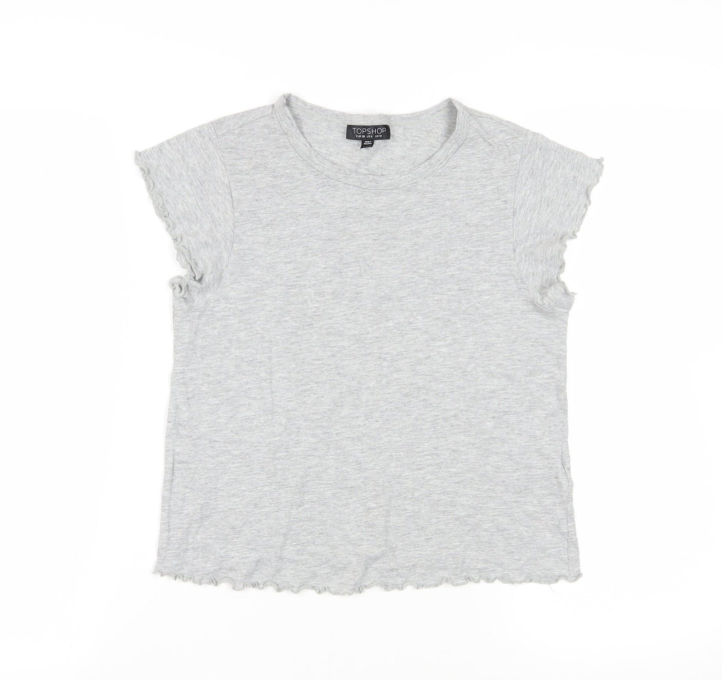 Womens UK Size 10 Topshop Grey Basic T-Shirt