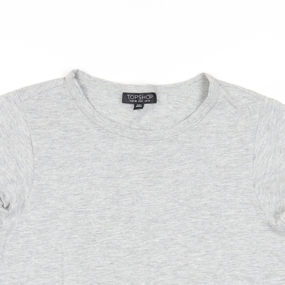Womens UK Size 10 Topshop Grey Basic T-Shirt