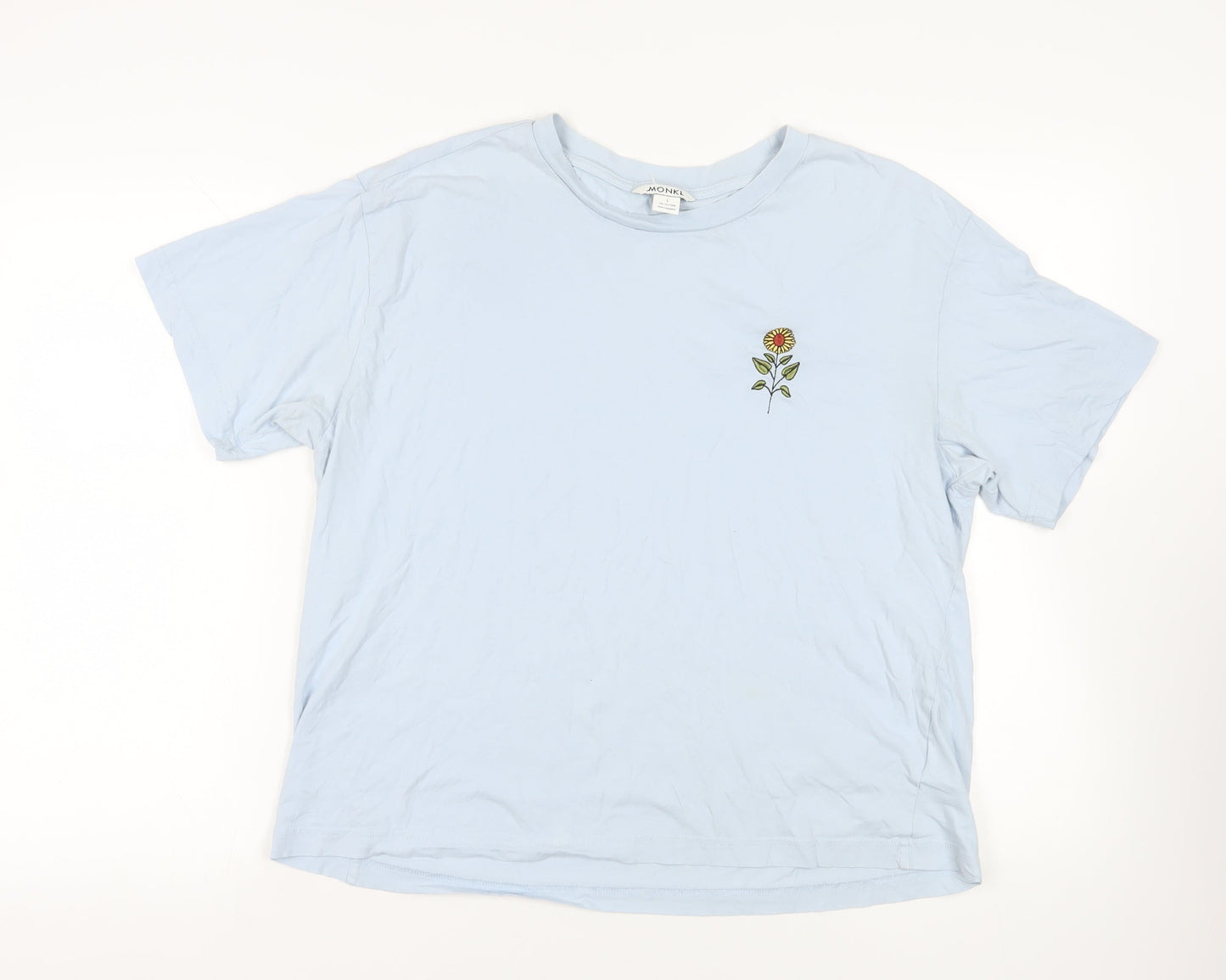 Womens UK Size L Monki Blue Basic T-Shirt