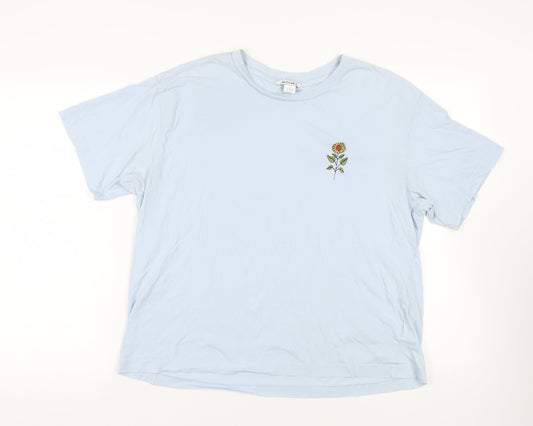 Womens UK Size L Monki Blue Basic T-Shirt
