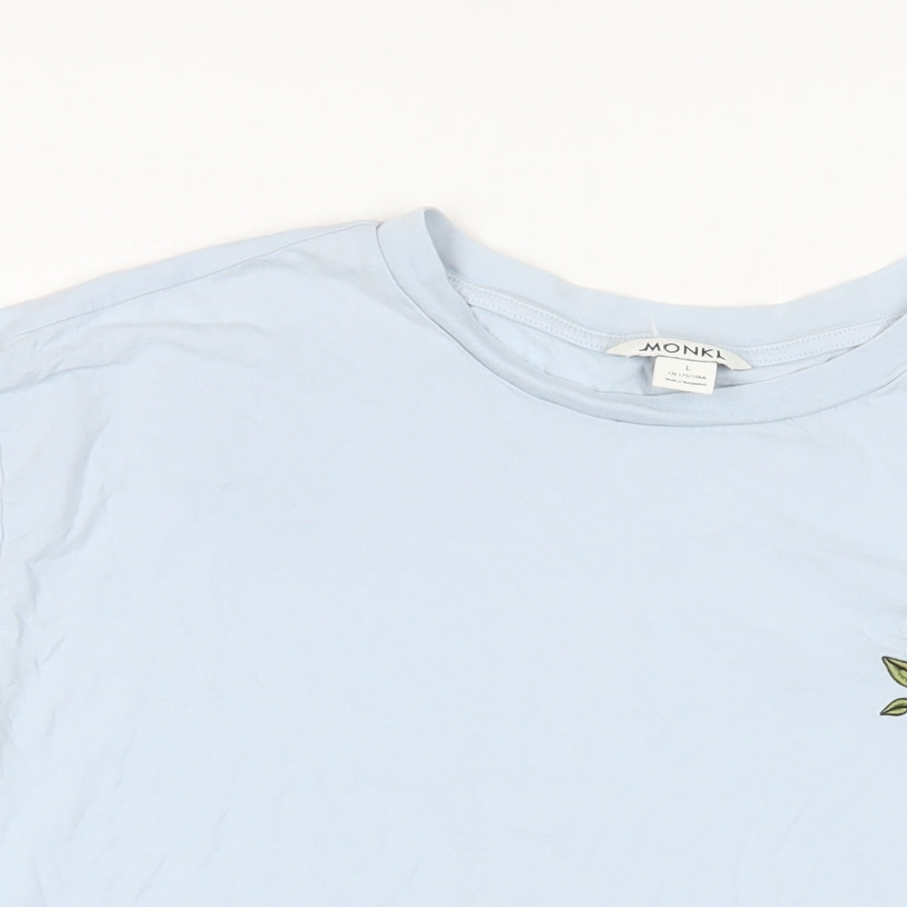 Womens UK Size L Monki Blue Basic T-Shirt