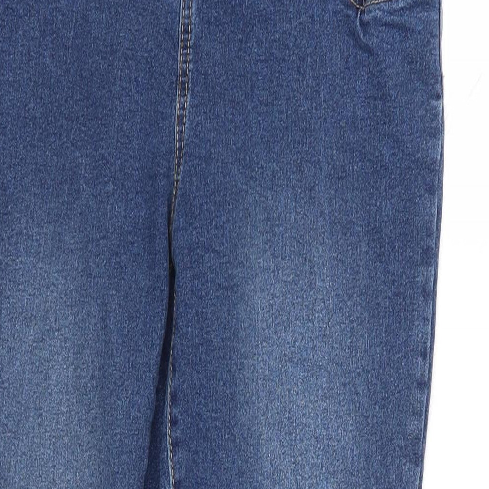 Boohoo Womens Blue Cotton Skinny Jeans Size 12 L27 in Regular - Elasticated Waist
