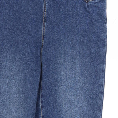 Boohoo Womens Blue Cotton Skinny Jeans Size 12 L27 in Regular - Elasticated Waist