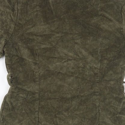 Glamorous Womens Green Cotton Mini Size 10 Collared Zip