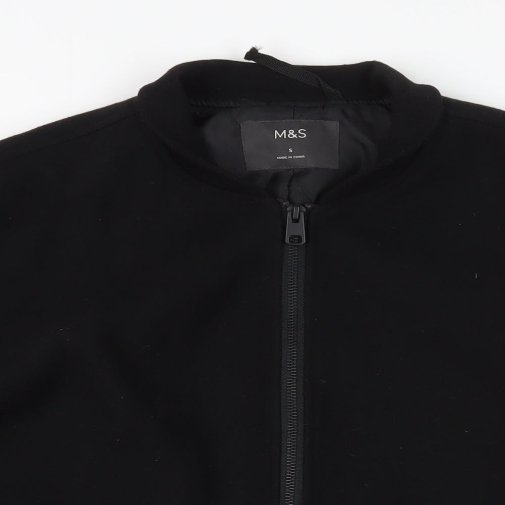 Mens UK Size S Marks and Spencer Black Bomber Jacket