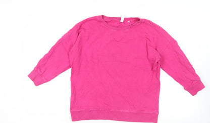 Additional front view of AND/OR women’s pink cotton pullover sweatshirt, size UK 10, pullover