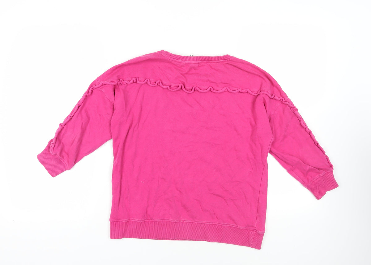 Back view of AND/OR women’s pink cotton pullover sweatshirt, size UK 10, pullover
