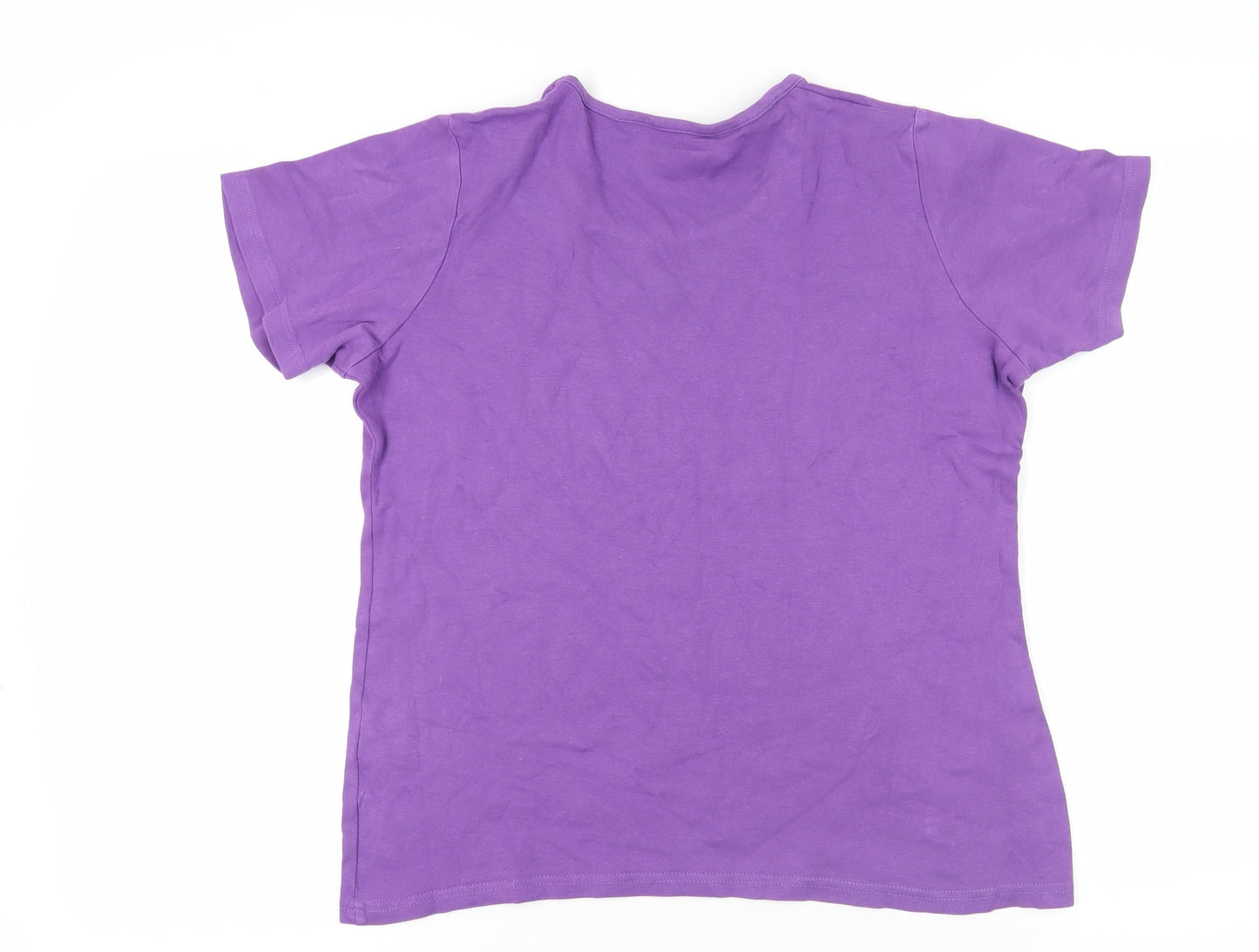 Andrew Marc Womens Purple Cotton Basic T-Shirt Size M Round Neck