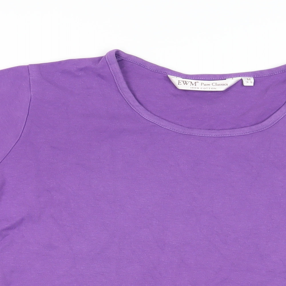 Andrew Marc Womens Purple Cotton Basic T-Shirt Size M Round Neck