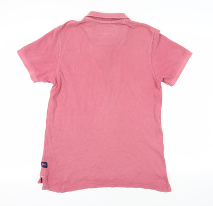 Mambo Mens Pink Cotton Polo Size M Collared Button - Logo