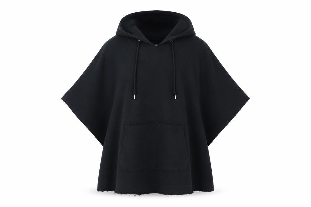 ESPRIT Womens Black Cotton Pullover Hoodie Size M Snap - Oversized Poncho Style