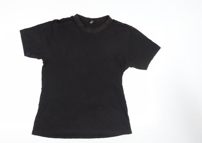 Donnay Womens Black Cotton Basic T-Shirt Size XL Crew Neck