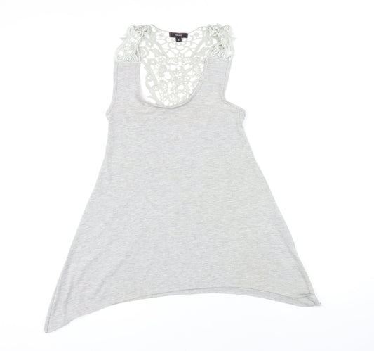 Womens UK Size 6 Therapy Grey Tunic T-Shirt