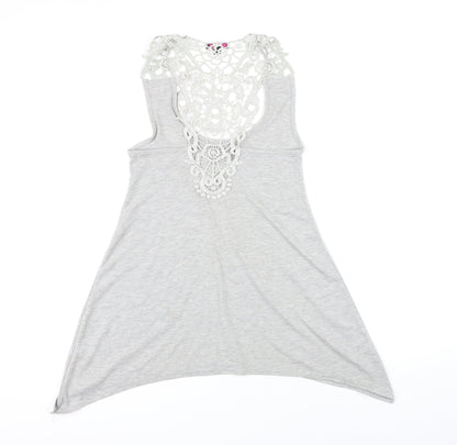 Womens UK Size 6 Therapy Grey Tunic T-Shirt