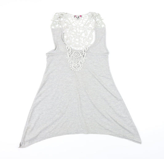 Womens UK Size 6 Therapy Grey Tunic T-Shirt